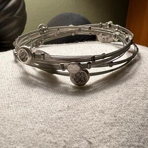 Anthropologie Silver Bangle Bracelet Set with Crystal Accents